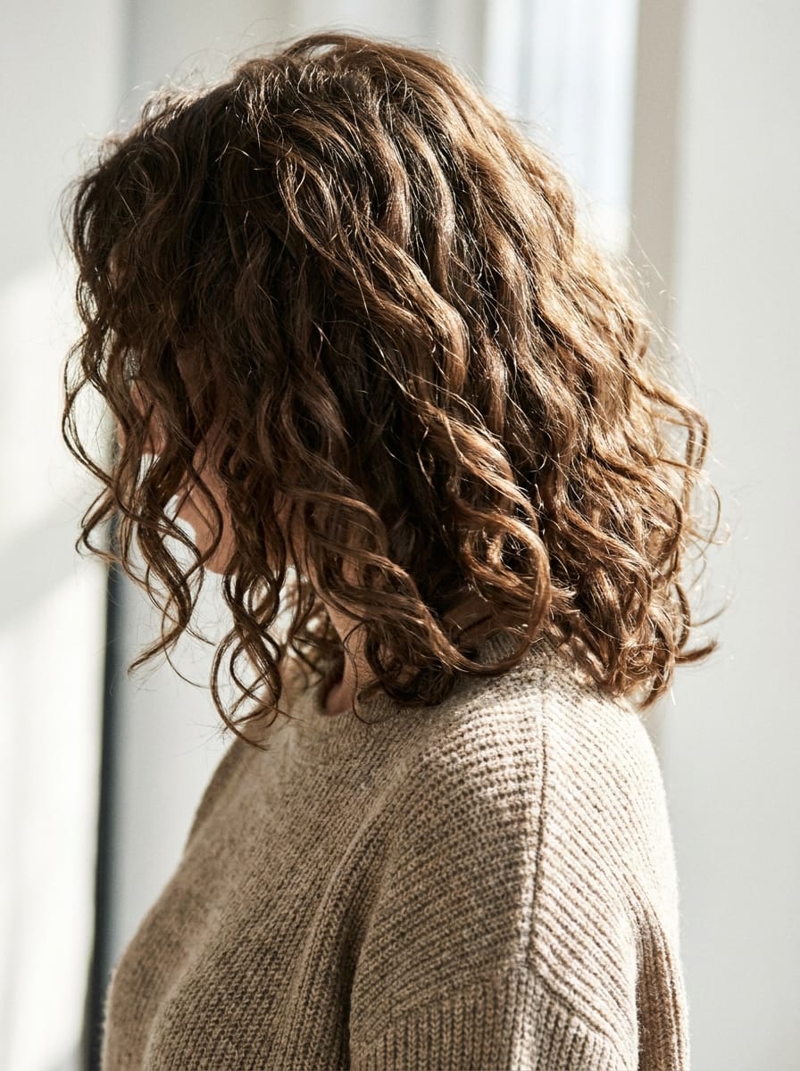 Curly Lob auf Schulterlänge - Lockige Bob Frisur